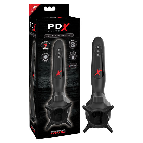 PDX Elite Vibrating Roto-Sucker - Black Vibrating Head Masturbator Pipedreams